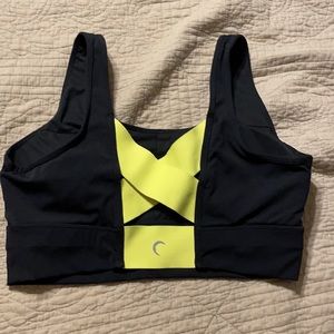 Zyia black neon tape luxe bra, size large